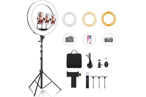 CXYP LED Anello di Luce, 18'' 6000K Ring Light con Telecomando Bluetooth per Smartphone,Foto,Youtube,Lampada Anulare Regolabile con 3 Modalita` di Illuminazione e 10 Livelli di Luminosità
