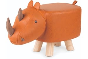 COZY NOXXIEZ Kinder Hocker Kinderzimmer Möbel - Kleiner Hocker als Kinderstuhl oder Fußbank, tolle Zimmer Deko in Tier Optik mit Füßen aus Deko Holz (Nashorn)