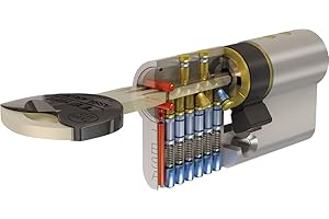 Tesa Assa Abloy TX80 TX853030N - Cilindro de Alta Seguridad, Doble Embrague, Leva Larga, Llave, Niquelado, 30 x 30 mm