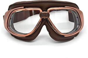evomosa Occhiali da Moto Vintage, Occhiali stile Pilota per Occhiali Touring Cruiser Scooter Bike Racer Occhiali da Esterno Impermeabili (marrone + rame, trasparente)