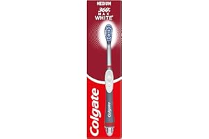 Colgate 360 Max White Sonic Power Medium Toothbrush - Whitening Toothbrush with Medium Bristles - Vibrating Polishing Bristles to Help Remove Surface Stains
