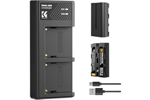 K&F CONCEPT NP-F550 2er-Pack 2600mAh Akkus und LED Ladegerät Kit Kompatibel mit Sony NP-F550 F570 F750 F770 F930 F950 F960 F970 für LED Lichter/Monitor/Kamera Slider
