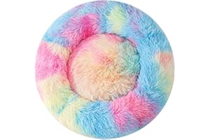 Fhodigogo Cat Bed Small Dog Bed Rabbit Pillow Warm sleeping bag Round Dog Pillow Cat Couch Bunny Bed Doughnut Pet Sofa Round For Within 3Kg Pet