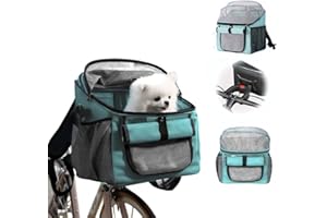 mumisuto Panier de Vélo Avant pour Chiens Chats, Sac de Transport Chat Chien, Panier à Vélo, Sac à Dos, Sac à Bandoulière, Sac de Transport de Voiture, pour Chats Chiots (Bleu)