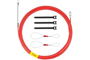 VONLUX Einziehspirale Einziehdraht 15m Ø 4,5mm mit Führungsfeder, Polyester Kabelverlegung Einziehdraht, Einziehspirale Kabel Einziehhilfen, Kabeleinziehhilfe Fischband Drahtzieher