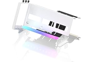 EZDIY-FAB PCIe 4.0 GPU Mount Bracket Graphics Card Holder Multi-Angle Adjustment with 5V 3 Pin ARGB LED Module, Video Card VGA Support Kit with PCIe 4.0 X16 Gen4 17cm/6.69in Riser Cable - White