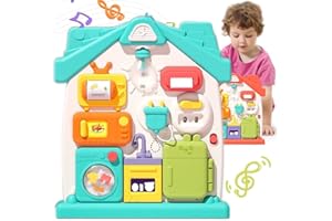 Dasnialer Busy Board Juguetes Montessori Paneles Sensoriales Juguete de Viaje portátil para Bebés y Niños Pequeños de 1 2 3 4 años Niños y niñas (Verde)