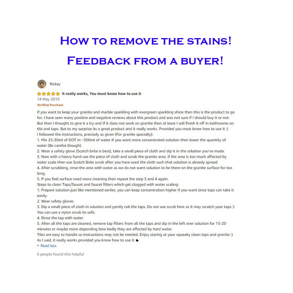 DOT Homecare Products Bathroom DESCALER 400ml,Tiles Cleaner|Remove heavy salt stains,hard water marks,lime scale,calcium,soap scum,mold,rust & fungus on Walls,Floors-ZERO SMELL & FUMES - Image 4