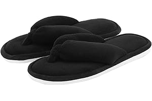 ONMYGOGO Ladies House Slippers, Coral Fleece Toe Post Flip-Flops Home Slippers for Women