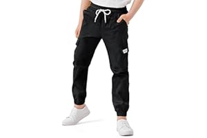 Csqtongan Pantaloni Cargo da Ragazzo, Pantaloni Cargo per Bambini, con Elastico in Vita