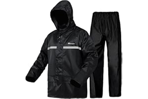 WCBDUT Combinaison de pluie légère et imperméable pour homme et femme, veste + pantalon avec capuche coupe-vent