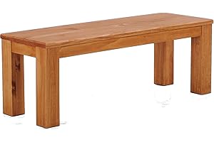 ‎B.R.A.S.I.L.-MÖBEL B.R.A.S.I.L.-Möbel Brasilmöbel Rio Classico Honey Solid Pine Wood Bench 120 cm Various Sizes and Colours Ideal for Dining Room and Kitchen