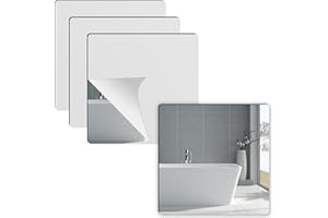 Olicky 4 samoprzylepne lustro do płytek, 20 x 20 cm, samoprzylepne lustro lustrzane, akrylowe, lustro dekoracyjne, dekoracja ścienna