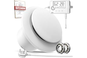 SBONNI 4 Inch Bathroom Extractor Fan with Timer, Humidistat, Thermostat – Powerful and Silent Ventilation Fan with Real-Time Humidity & Temp Display for Shower Toilet Ceiling Wall (With Plug)