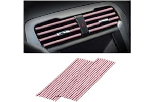 Adunsiaoto 20PCS Car Air Conditioner Decoration Strip for Vent Outlet, Chrome Car Air Conditioner Strip Vent Outlet Trim Decoration Strip, Car Accessories, for Most Air Vent Outlet(Pink)