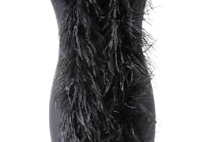 BLAUSKY Boa di piume, soffice mazzo di piume, lunghezza circa 2 m, ghirlanda di piume, sciarpa in tinta unita, con piume di struzzo, accessorio per costume Charleston, anni '20, flapper carnevale, nero