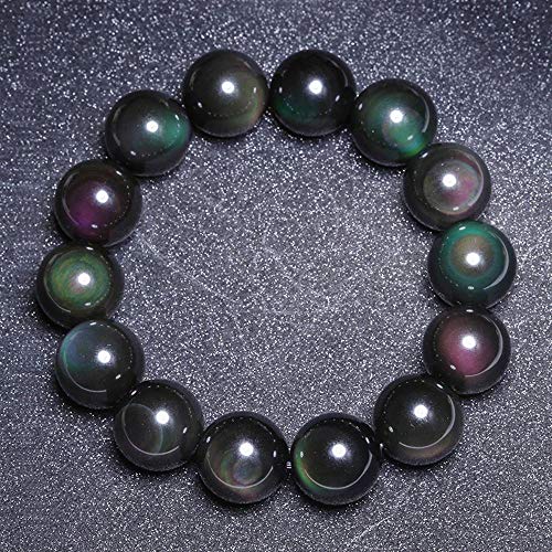 Weiduoli Natural double rainbow Eye obsidian bracelet beads gifts for men and women