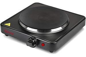 Girmi PE26 Piastra Elettrica in Ghisa, 1500 W, Singola, 5 livelli di regolazione temperatura, Diametro 18.5 cm, Nera