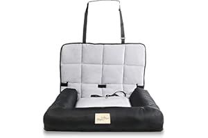 BingoPaw Fotelik samochodowy dla dużych psów, 3 w 1, wzmocniony fotelik samochodowy z pasami mocującymi, wodoszczelny, antypoślizgowy fotelik samochodowy dla psa, oparcie samochodu, rozmiar L, 85 x 54