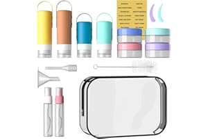 MFLABEL 16 Pack Botellas de Viaje Silicona - Botes Rellenables Viaje, FDA Certificado Sin BPA, Juego de Botellas Viaje para Champús Lociones y Artículos de Tocador, aprobados por la TSA (Color)
