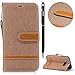 Produktbild Galaxy S7 Handyhülle,Galaxy S7 Hülle,WIWJ PU Cover Case Leder Flip Wallet Schutzhülle [Colorblocked Denim Handytasche]Hülle für Samsung Galaxy S7-Braun