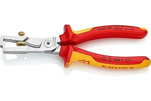 Knipex StriX® Pince à dénuder et coupe-câbles chromée, isolées par gaines bi-matière, certifiées VDE 180 mm (carte LS/blister) 13 66 180 SB