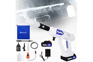 Qimu Akku-Hochdruckreiniger Tragbare Hochdruckreiniger-Pistole Max 30 Bar Mobiler Hochdruckreiniger mit 1,5AH Akku,180° Verstellbarer Düse, 5M Schlauch für Autowäsche,Bodenreinigung,Gießen von Blumen