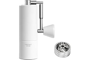 TIMEMORE Chestnut C3S Pro - Molinillo de café manual con ajuste preciso del grado de molienda, acero inoxidable y mecanismo cónico, mango plegable, recipiente para granos de 25 g, color blanco