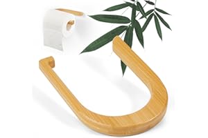 HAUSUN Porte-papier toilette sans perçage - En bambou - Auto-adhésif - Pour salle de bain, toilettes, cuisine