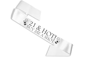 My Pretty Little Gifts 21 & Hot - Buy me a Shot!' Party Sash 21st Birthday Night Twenty One Going Out Sashes Accessory - White
