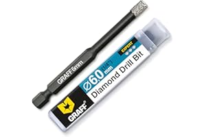 GRAFF 6mm Broca Diamante - Brocas de Diamante para Gres Porcelánico, Azulejos, Cerámica, Piedra, Granito - Brocas Gres Porcelanico Profesionales con Vástago Hexagonal E 6.3