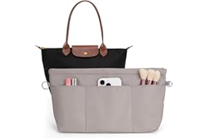 Kaempe Organizer Borsa Donna per Longchamp Le Pliage L, Organizzatore Borse Poliestere con Scomparti Multipli e Zip per Borse Tote Donna, e Altro... (Grigio, L)