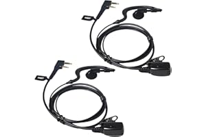 YNIBST Pinganillo para Walkie Talkie, Auricular con Forma de G y Micrófono PTT, Compatible con Kenwood Baofeng UV-5R UV-82 BF-888S (2 Unidades)