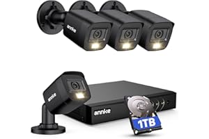 ANNKE 8 Channel Outdoor Security CCTV Camera System, Smart Human & Vehicle Detection, 3K Lite DVR with 1TB Hard Drive and 4 x 1920TVL 2MP Home Security Cams, Dual-light with Color Night Vision, IP67