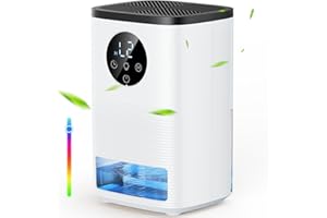 SUPERUVISTARE Deumidificatore 1600ML, Deumidificatore Casa Portatile Alta Efficienza Ultra Silenzioso Timer 24 ore Spegnimento Automatico Controllo Touch 7 Colori di Luce per Camera da Letto, Guardaroba, Bagno