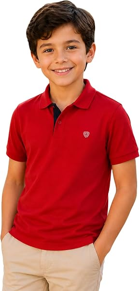 Lux Cozi Boy's Polycotton Polo T-Shirt | Solid Collared Half Sleeve Tee for Kids | Soft Breathable Summer Wear | Casual Smart Polo T-Shirt | 3–14 Years