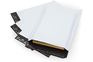 BUBBLEPOST Pack of 200 – 12 x 16 Inch | White Mailing Bags | Self Adhesive | Waterproof and Tear-Proof Postal Bags | Small to Large Sized Mixed White Plastic Mail Postage Plastic Envelopes