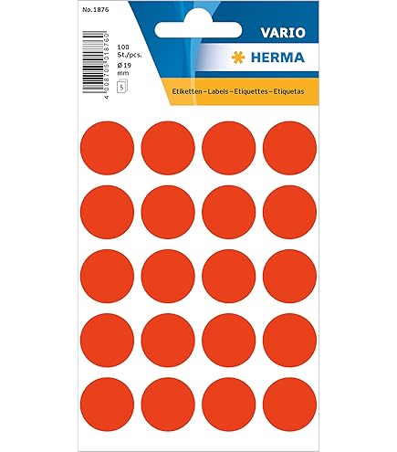 HERMA Dot Stickers Green, 100 Labels, 19 Mm, 20 Labels Per Sheet, Self-Adhesive Round Colour Marking Dots, Sticky Circle Stickers For Color Coding Calendar - View #4