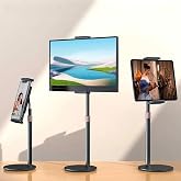 Coverzone Tablet ve iPad ile Uyumlu Stant &ndash; 360&deg; D&ouml;ner, 90&deg; Eğilebilir, 44cm Y&uuml;kseklik Ayarlı, Al&uuml;minyum Alaşım, 12 in&ccedil;'e Kad