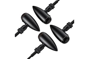 Justech 4pcs Clignotant Moto LED Clignotant Moto Vintage 12LEDs Clignotant Moto Vintage Étanche Clignotants 12V Universel Trou de 10 MM pour Moto Scooter Cruiser Quad Off-Road-Noir