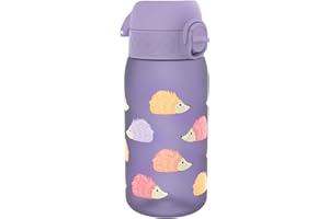 ION8 Butelka dla Dzieci, 350 ml/12 oz, Szczelna, Łatwa do Otwarcia, Bezpieczny Zamek, Można Myć w Zmywarce, Bez BPA, Uchwyt do Przenoszenia, Łatwa do Czyszczenia, Bezwonny, Jeże