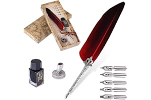 VABNEER Pluma de Inmersion Pluma Antigua Escritura Metal Pluma de Caligrafía Para uso personal, regalo ejecutivo y decoración de escritorio antigua