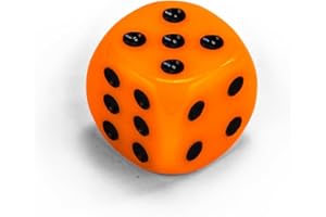 Cubes acryliques colorés individuels de Waldfelsen® : cubes oculaires en verre acrylique matériel de jeu accessoires dés 16 mm W6 D6 taille standard Knobel Dice 6 côtés (Couleur : orange-noir)