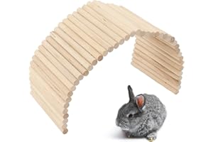 Qcwwy Kryjówka dla zwierząt domowych, świnka morska, drewniana drabina, mostek dla królików, schowek, tunel, gryzonie, zabawka do żucia dla zająców, szynszyli, jeży, fretek, szczurów, 15*30CM