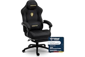 ‎DOWINX Dowinx Gaming Stuhl Ergonomisch mit Massage-Lendenkissen, Höhenverstellbare Kopfstütze, Verdicktes Sitzpolster, Ausziehbare Fußstütze, Verstellbare Armlehnen, Mikrofaser-Velours, 160° Neigbar, Schwarz