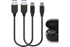 Geekria USB-laddkabel för earbuds, kort kabel, kompatibel med Bose Ultra Open, Earbuds II, Sleepbuds II, USB-C till USB-C, ersättningsströmladdkabel (1ft / 30cm 2Pack)