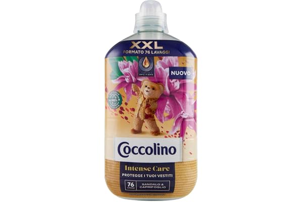 Coccolino Mjukmedel Koncentrerad sandelträ och kaprifol, Intense Care tvättmaskin med Pro-Fiber-teknik, XXL-storlek upp till 76 tvättar, 1750 ml