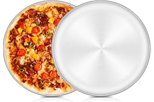 HaWare Pizza Baking Tray Set of 2, 12 inch Stainless Steel Pizza Pan Oven Tray, Round Baking Sheet, Less-Stick, Non Toxic & Healthy, Heavy Duty & Dishwasher Safe