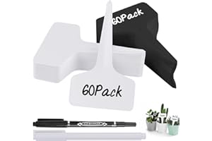 ‎VEUWOLM 120 Stück Pflanzenschilder, 60 Weiße Pflanzenanhänger，60 Schwarze Pflanzenanhänger und 2 Stifte,Beschriften Wiederverwendbares, für Pflanze, Kunststoff Pflanzenschilder Wetterfest