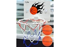 MILKEE CYFIE Kit de Mini Panier Basket Mini Basketball pour Enfants, Ensemble de Panier de Basket avec Ventouse, 2 Basket-Ball et 1 Pompe à Air, Jouets de Bain